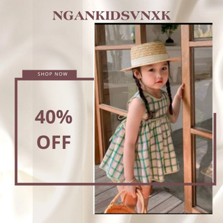 Tt421 set áo caro sát nách thắt lưng 2 dây cho bé - ngankids