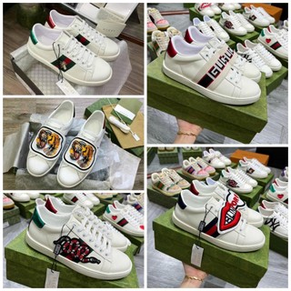 Giày Sneaker Gucci Rắn Thêu, GC Môi Đế Thơm Phong Cách Nam Nữ buộc dây bản hộp xanh FullBoxBill + TAG THẺ