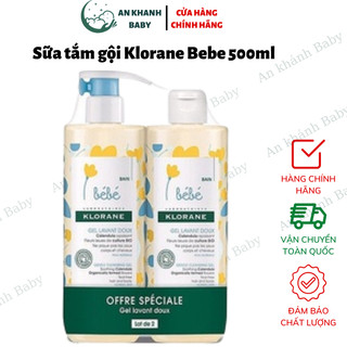 [Combo 2] Sữa tắm gội 2in1 Klorane bebe mẫu mới nhất - chai 500ml