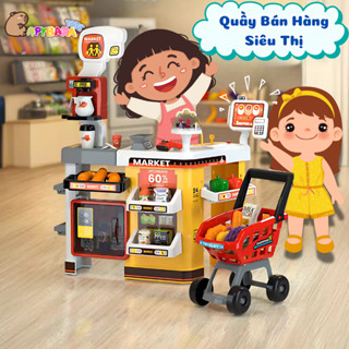 Đồ Chơi Quầy Bán Hàng Siêu Thị Cỡ Lớn Cho Bé Kèm Xe Đẩy Máy Quét Mã Có Hiệu Ứng Âm Thanh Và Ánh Sáng Vui Nhộn