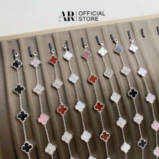 Lắc tay bạc Ý 925 cỏ bốn lá xi kim vòng tay bạc nữ cỏ 4 lá mạ vàng trắng-LT24-AURASILVER