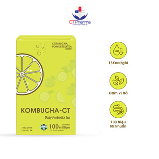 Kombucha CT Vị chanh | Trà lên men Đài Loan | Hộp 10 gói | 13 k calo|