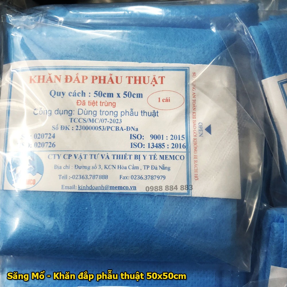 Săng mổ phẫu thuật memco 50cm*50cm - Khăn đắp phẫu thuật 50*50cm