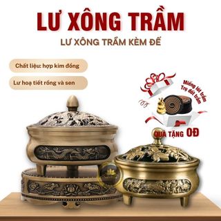 Đế Lư Đồng Xông Trầm Hương TramVN99 Đỉnh Đốt Nhang Bằng Hợp Kim Đồng Đúc Nguyên Khối Thiết Kế Tinh Xảo