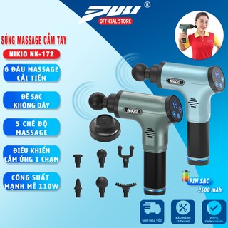 Máy Massage Cầm Tay Nikio NK-172, Súng Massage Cầm Tay 6 cấp độ, Kết hợp 6 đầu massage chuyên dụng