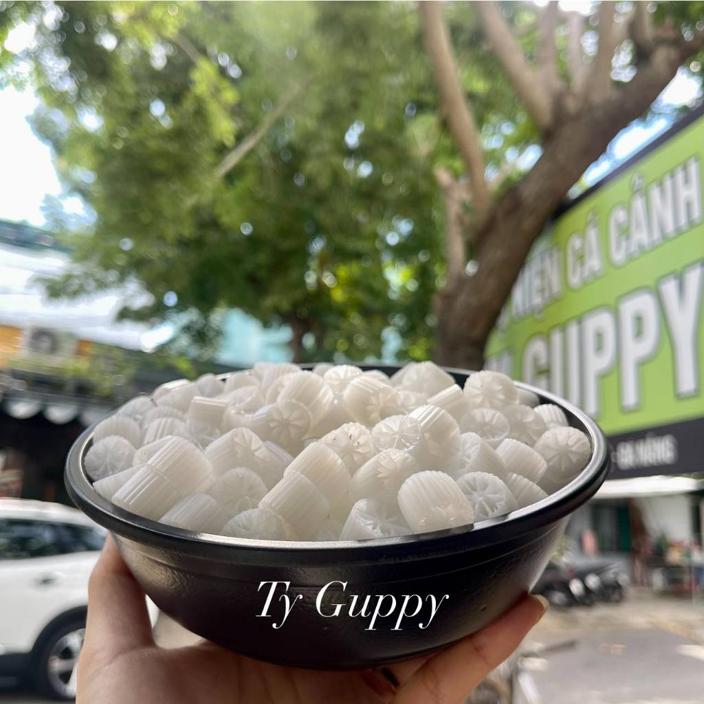 Hạt Kaldnes / Hạt Kanet  8 cánh- Hàng Loại 1-Vật liệu lọc nước hồ cá, bể cá cảnh 100G