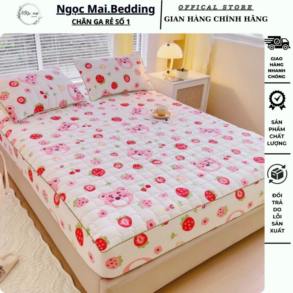 Bộ Ga Gối Trần Bông 3 Món Cotton đũi dệt bông xơ đậu lành - Full Size