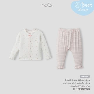 Bộ cài thẳng dài tay newborn nous chất petit mềm mịn