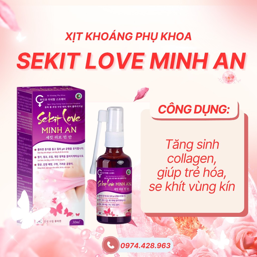 [GIẤU TÊN] SEKIT LOVE MINH AN - Xịt Khoáng Giúp Làm Thơm, Làm Hồng, Trẻ Hóa Vùng Kín - Chai/30ml
