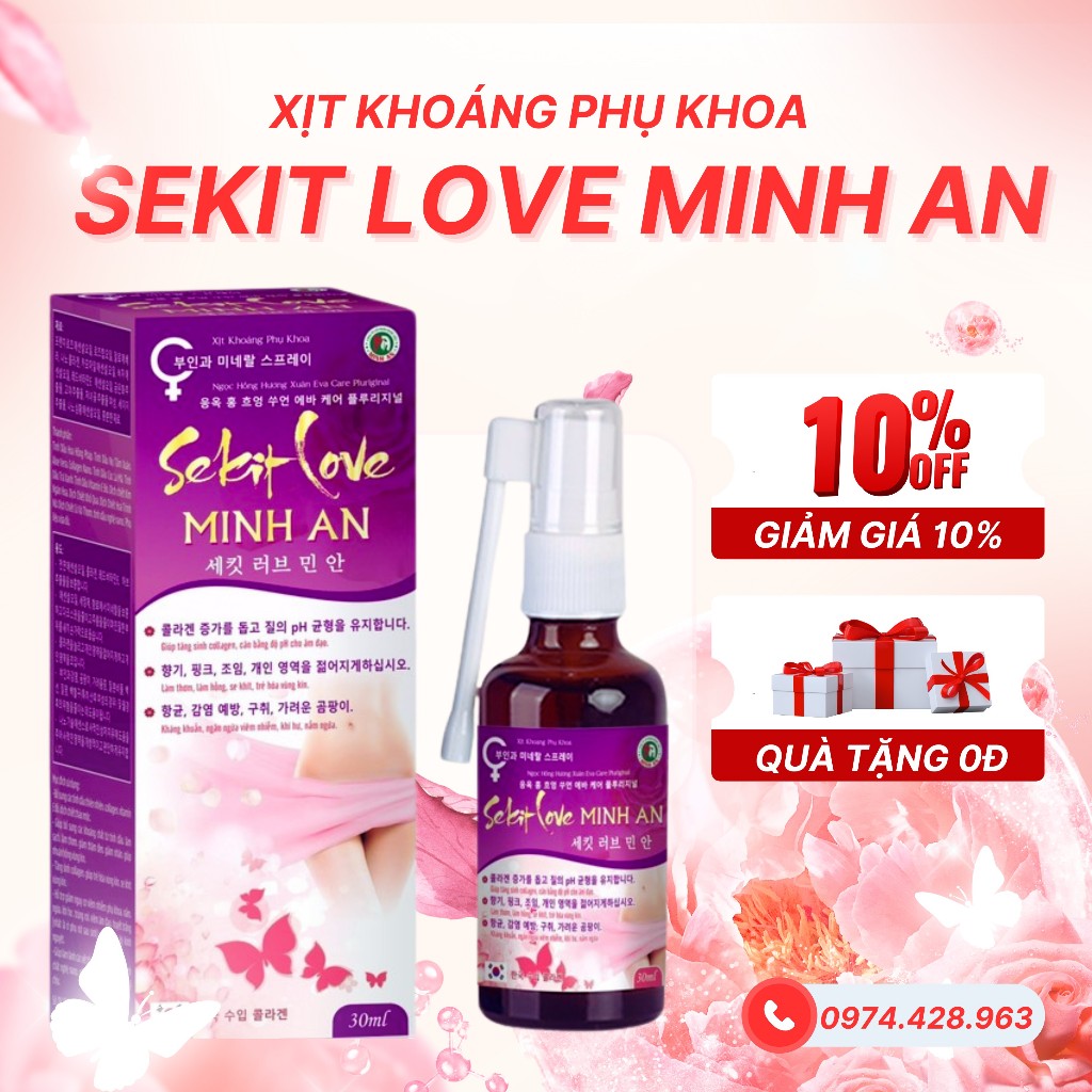 [GIẤU TÊN] SEKIT LOVE MINH AN - Xịt Khoáng Giúp Làm Thơm, Làm Hồng, Trẻ Hóa Vùng Kín - Chai/30ml
