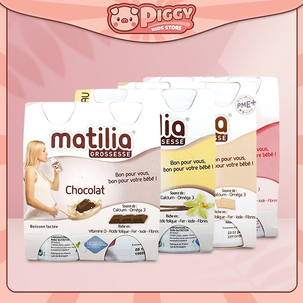 SỮA BẦU MATILIA CHAI 200ml vị dâu, socola, vani, biscuit - MATILIA bầu (M0013, M0014, M0015, M0016)