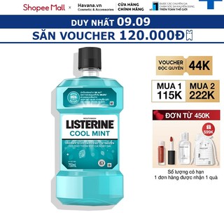 [Hàng CTY] Nước Súc Miệng Giữ Hơi Thở Thơm Mát Listerine Cool mint - Dung tích 750ml