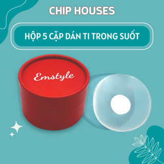 Miếng dán ngực silicon trong suốt tệp với màu da dán ti chống lộ Hộp 5 cặp sử dụng nhiều lần AN555