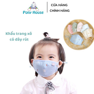 Khẩu Trang Xô Cho Bé - Khẩu Trang vải xô 4 lớp kháng khuẩn chống bụi quai có dây rút cho bé 1 Tuổi đến 5 tuổi