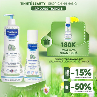 Combo Sữa tắm gội cho em bé da thường Mustela Gentle Cleansing Gel+Kem Dưỡng Mustela Hydra Bebe Lotion 50ml