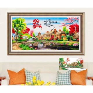Tranh đính đá gia đình KT:110x60cm. Tranh gắn đá chưa đính.