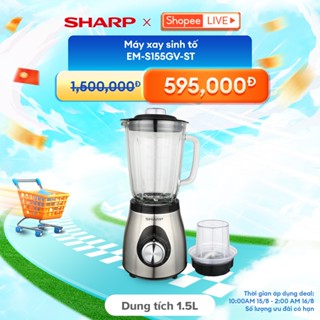 [Sharp x Ngô Kiến Huy Livestream 15.8] Máy Xay Sinh Tố Sharp EM-S155GV-ST 1.5L Cối Thủy Tinh [500W, 5 Tốc Độ]