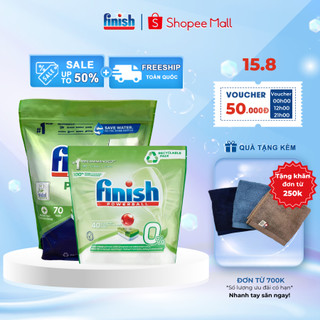 Viên rửa bát chén hữu cơ Finish All in 1 max ECO 0% size 70/ 40 viên an toàn, lành tính
