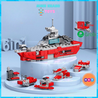[SIZE TRUNG - NHIỀU MẪU] Khối Xây Dựng 6IN1 Trực Thăng, Lâu Đài, Xe Thiết Giáp - Mô Hình Giáo Dục Lắp Ráp Đồ Chơi MKT