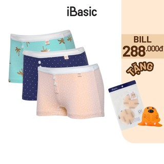 Combo 3 quần lót bé gái cotton boyshort hoạ tiết iBasic PANG014