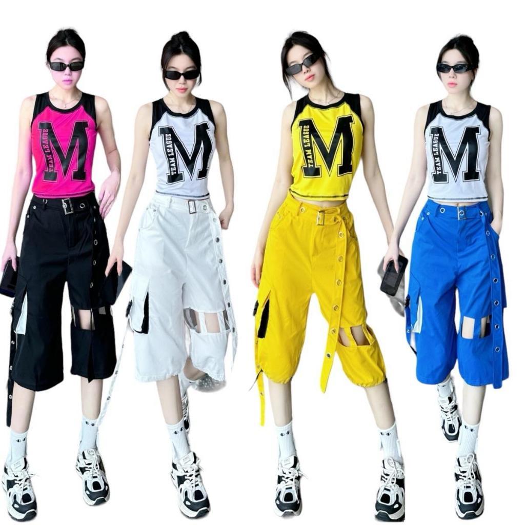 NalS-Bộ đồ nữ,(MẪU MỚI HOT 2025) bộ đồ bộ tập quần lửng chất kaki mix áo thun sát nách, aerobic, zum