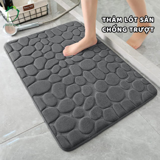 Thảm Lau Chân Nhà Tắm Hút Nước Chống Trơn Trượt, Thảm Chùi Chân Họa Tiết Vân Đá Nổi Cao Cấp HOMIE