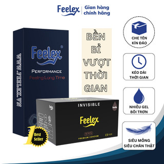 Combo 2 hộp bao cao su Feelex Invisible + Performance siêu mỏng