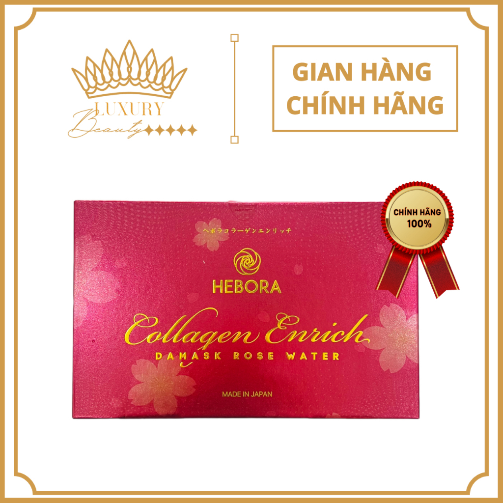 Hebora Collagen Enrich Damask Rose Water Từ Nhật Bản (28 Túi x 15ml)