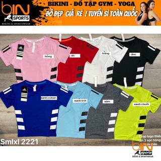 Áo thun nữ tập gym yoga aerobic thể thao croptop ngắn tay chất liệu thun poly thoáng mát thấm hút mồ hôi BINSPORTS A144