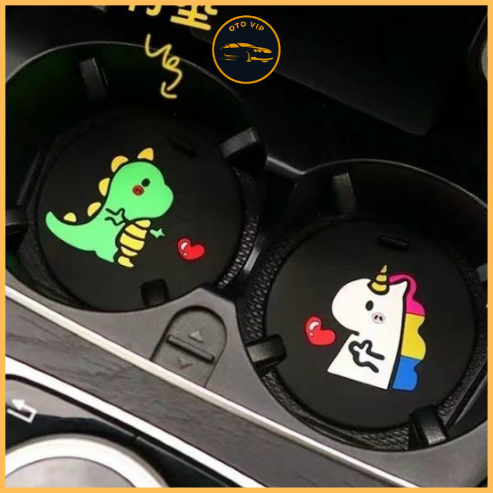 Miếng lót cốc trên xe ô tô đế cao su hình dễ thương