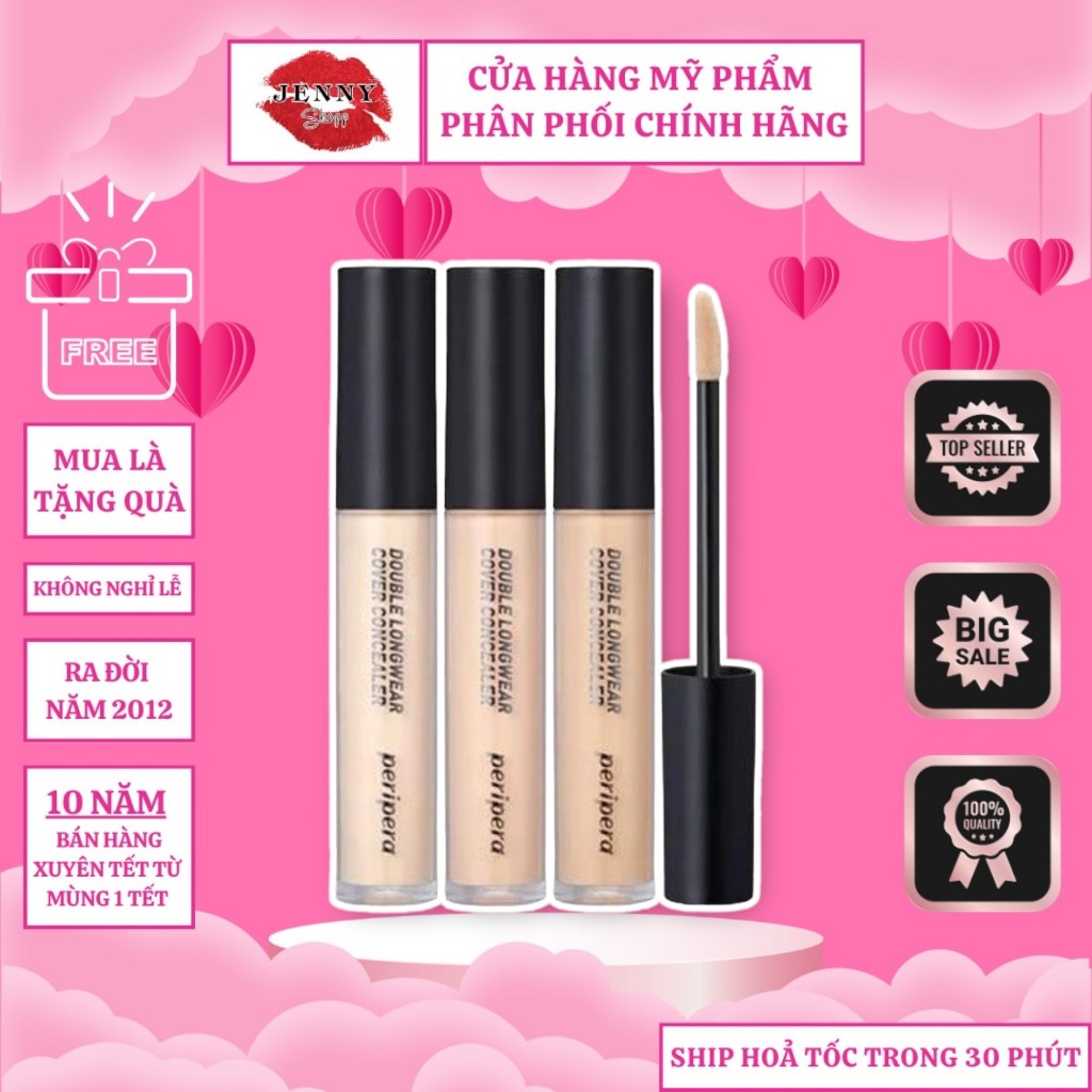 [SẴN 5 MÀU MỚI] Che Khuyết Điểm Peripera Double Longwear Cover Concealer 5.5gr