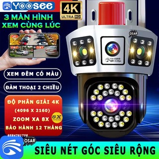 Camera IP Wifi YooSee 3 Màn Hình PTZ 8.0MPx, Độ Phân Giải 4K(4096x2160),Siêu Nét, Đàm Thoại 2 Chiều,Zoom 8X,Đèn Báo Động