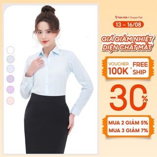 Áo sơ mi nữ công sở kẻ sọc thiết kế dài tay form đẹp nhiều màu Thái Hòa ASW0101-R04