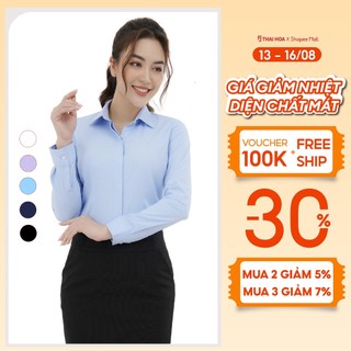 Áo sơ mi nữ Thái Hòa thiết kế công sở dài tay vải sợi tre cao cấp nhiều màu form đẹp ASW0101-R07