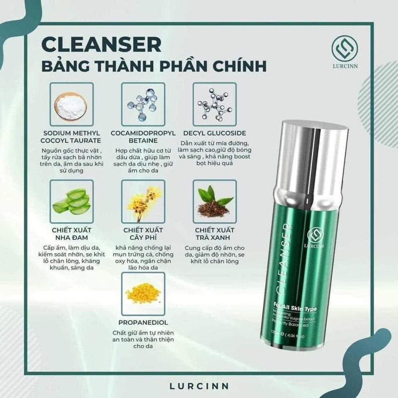 CLEANSER LURCINN dịu nhẹ ngăn ngừa mụn
