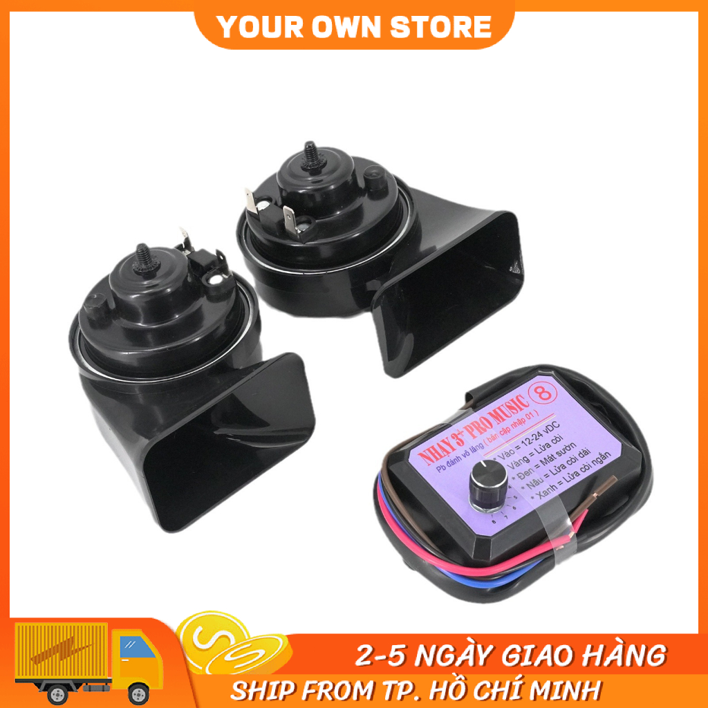 🔥FREESHIP🔥Nhại còi 3 pro 8 bài, điện auto 12v, 24v, còi hơi, còi điện