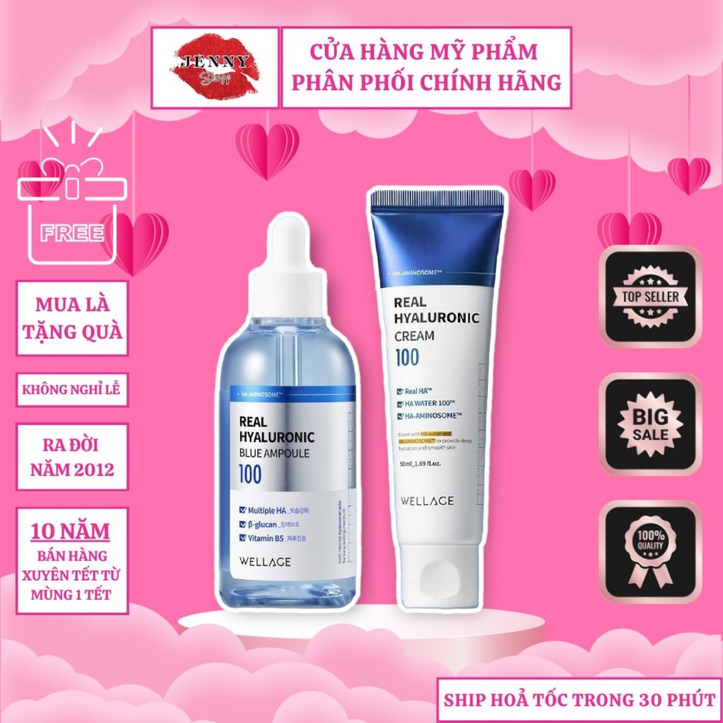 Bộ Tinh Chất Dưỡng Cấp Nước Cho Da Serum Cream Wellage Hyaluronic Acid