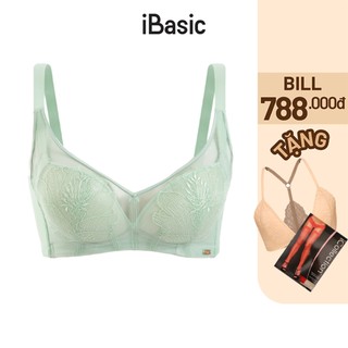 Áo ngực nữ có gọng mút mỏng phối ren phom T-shirt iBasic BRAW148
