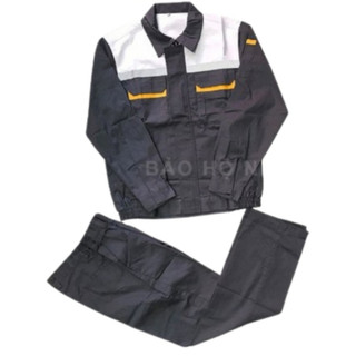 Quần áo bảo hộ lao động vải kaki pangrim PR04 Hàn Quốc màu xám phối - Đồng phục bảo hộ kỹ sư, giám sát