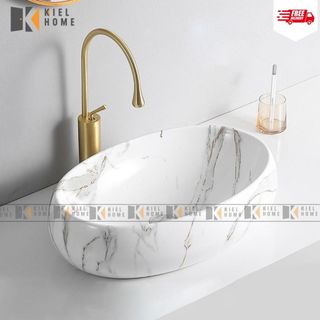Chậu rửa mặt lavabo họa tiết hoa văn vân đá cao cấp  chính hãng , bảo hành 10 năm