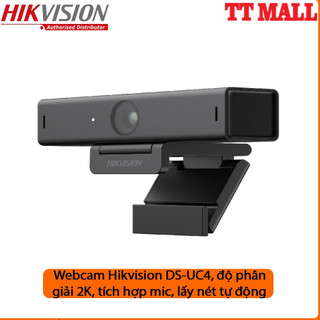 Webcam Hikvision DS-UC4, độ phân giải 2K, tích hợp mic, lấy nét tự động.