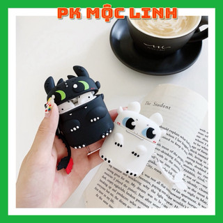 🌟 Về Airpod 3 2021 - Case airpod 1 2 3 Pro Rồng Light Fury Night Fury 🌟Vỏ bao ốp Airpods silicon tai nghe không dây