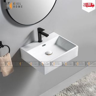 Chậu rửa mặt lavabo chữ nhật đa năng có thể treo tường hoặc đặt bàn hàng chính hãng cao cấp bảo hành 10 năm men sứ