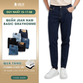 Quần Jean Nam Phom Ôm Co giãn 4 chiều GrayHomme (5 màu) Trẻ Trung, Thanh Lịch, Co Giãn Tốt