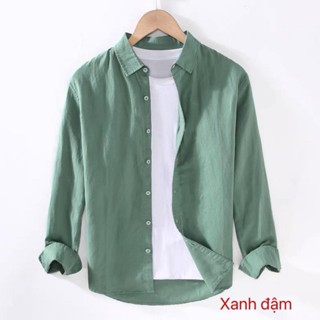  Áo Sơ Mi Đũi nam cổ bẻ tay dài phong cách trẻ trung vải đũi mêm mát đủ size 45kg đến 85kg 