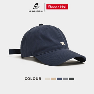 Mũ lưỡi trai LOULI SAIGON thêu gấu bắc cực, vải kaki, form mềm nhiều màu cho nam nữ M68