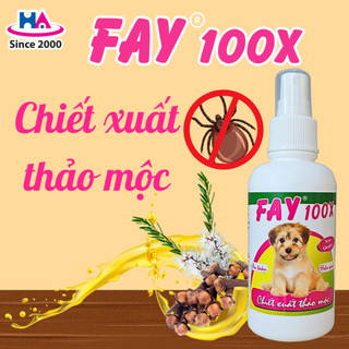 Xịt ve rận bọ chét - Fay 100x (100ml) Chiết xuất thảo mộc, an toàn cho chủ và thú