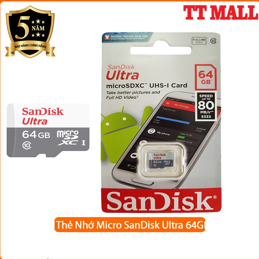 Thẻ Nhớ Micro SanDisk Ultra 64GB