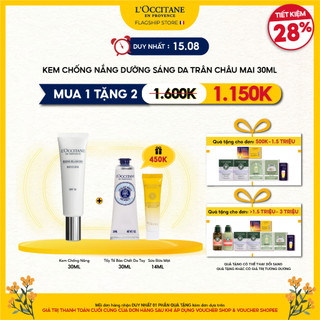 Kem Chống Nắng Làm Trắng Sáng Da Trân Châu Mai L'Occitane Reine Blanche Illuminating UV Shield SPF50 30ml