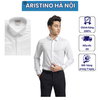 Áo sơ mi nam dài tay trắng tinh ARISTINO tà lượn giấu cúc tinh tế  slim ALS00909